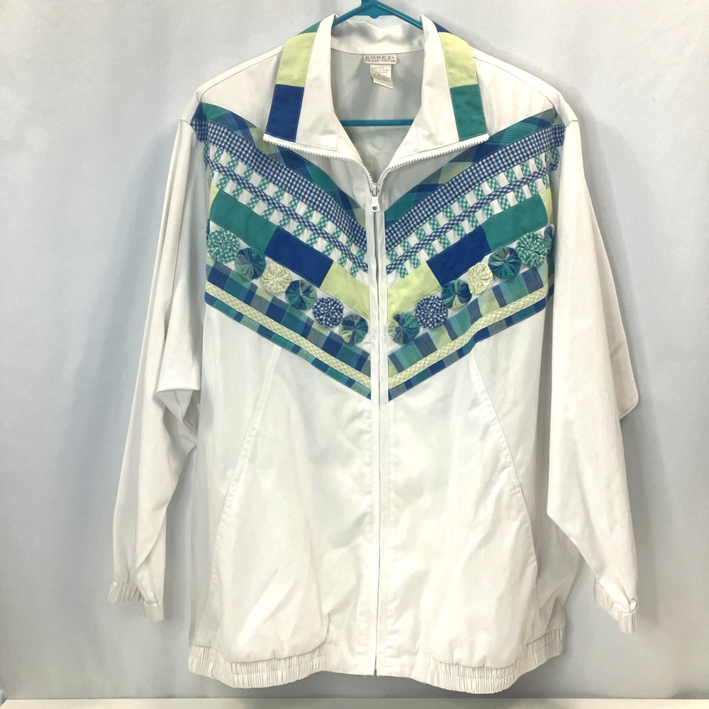 Koret Francisca White Windbreaker Jacket, Women's size 1X, 90's Vintage